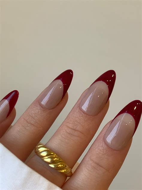 deep red french tip nails|cute red french tip nails.